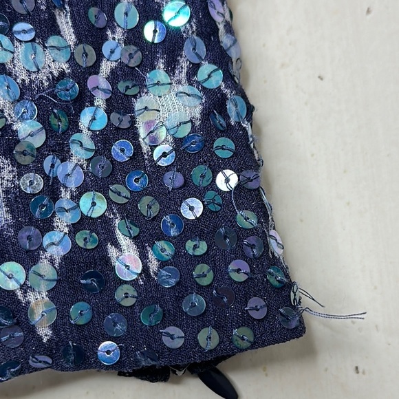 Lafayette 148 New York Blue Sequin Hand Beaded Camisole Top Size 10 - Picture 8 of 12